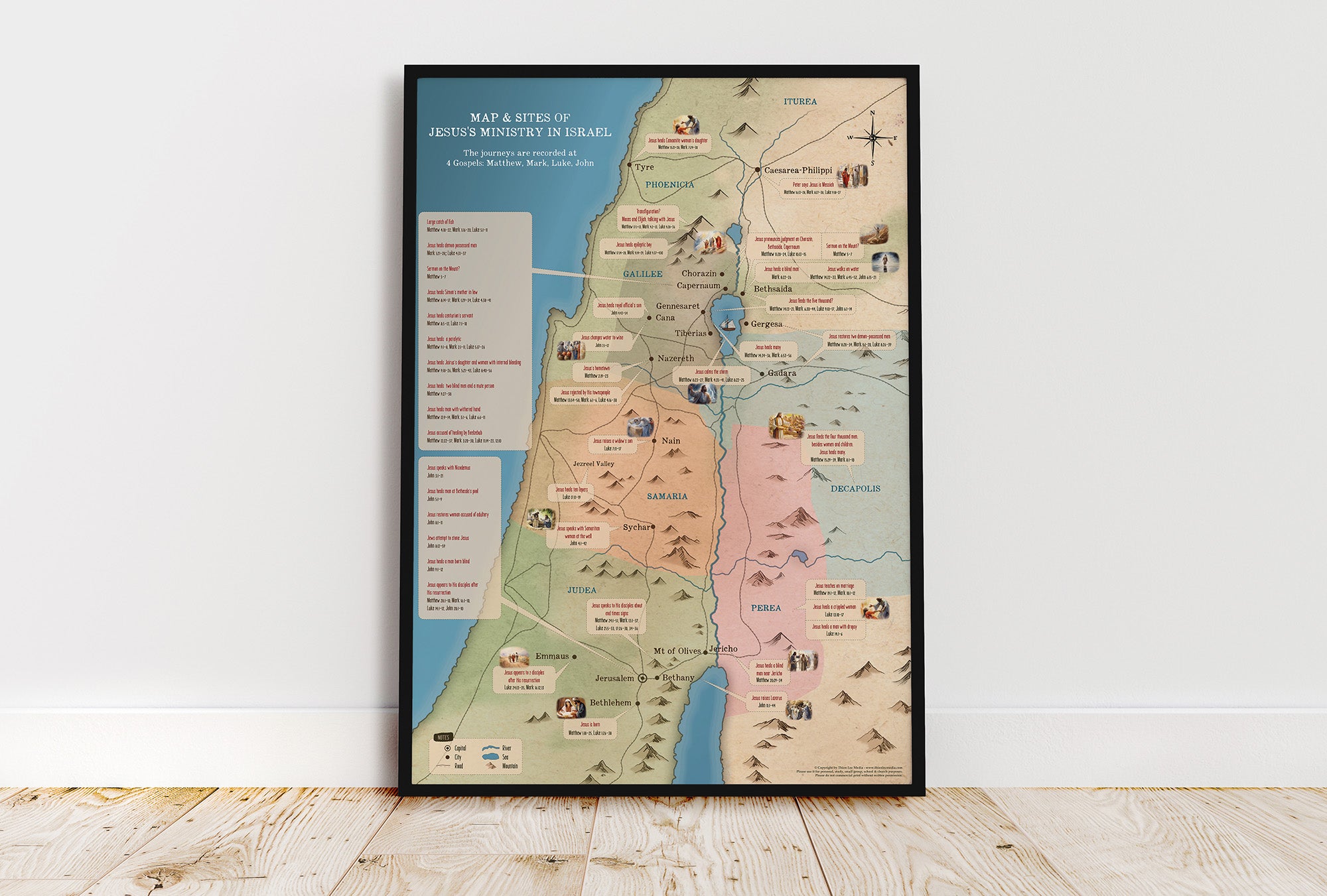 Map of Jesus' Ministry in Israel
