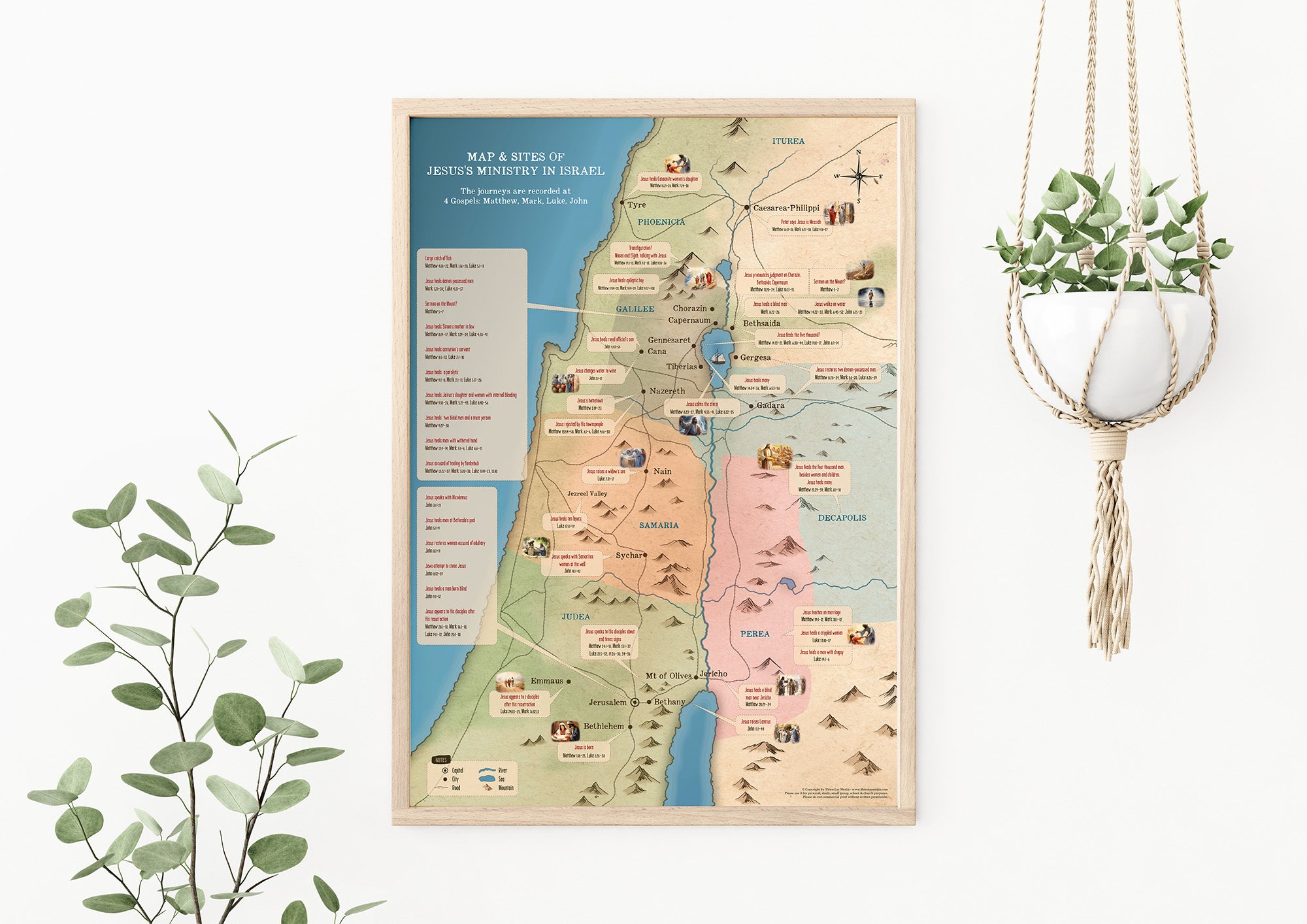 Map of Jesus' Ministry in Israel