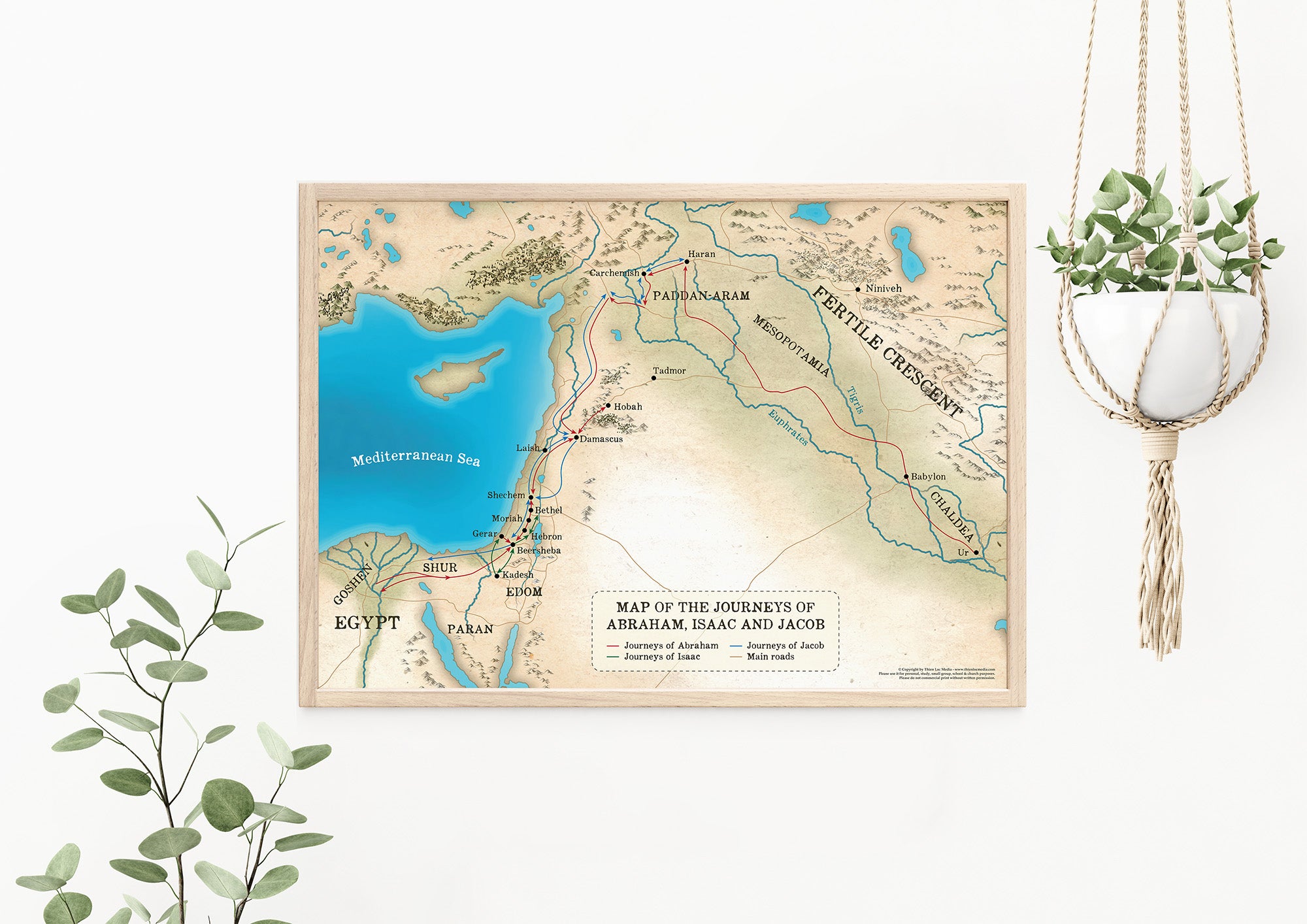 Map of the Journeys of Abraham, Isaac & Jacob