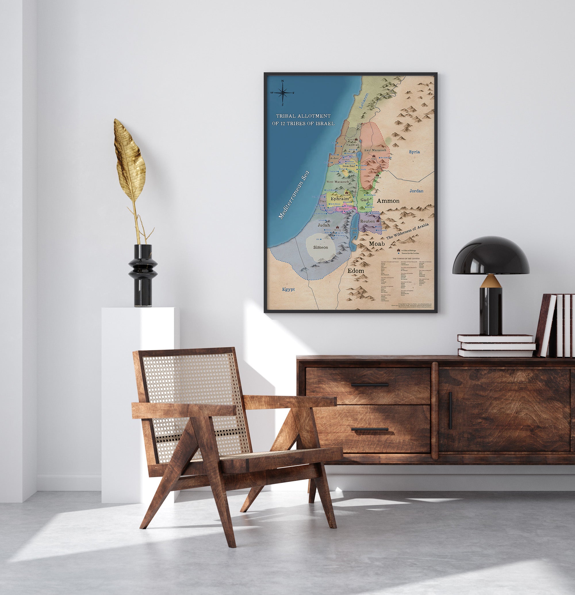 Tribal Allotment of 12 Tribes of Israel Map