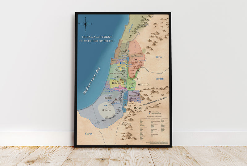 Tribal Allotment of 12 Tribes of Israel Map