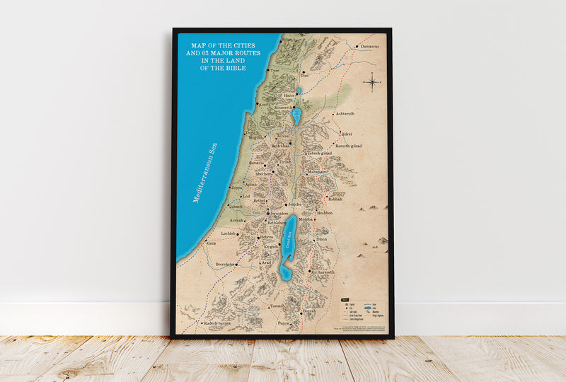Map of Cities & 3 Major Routes in the Land of the Bible