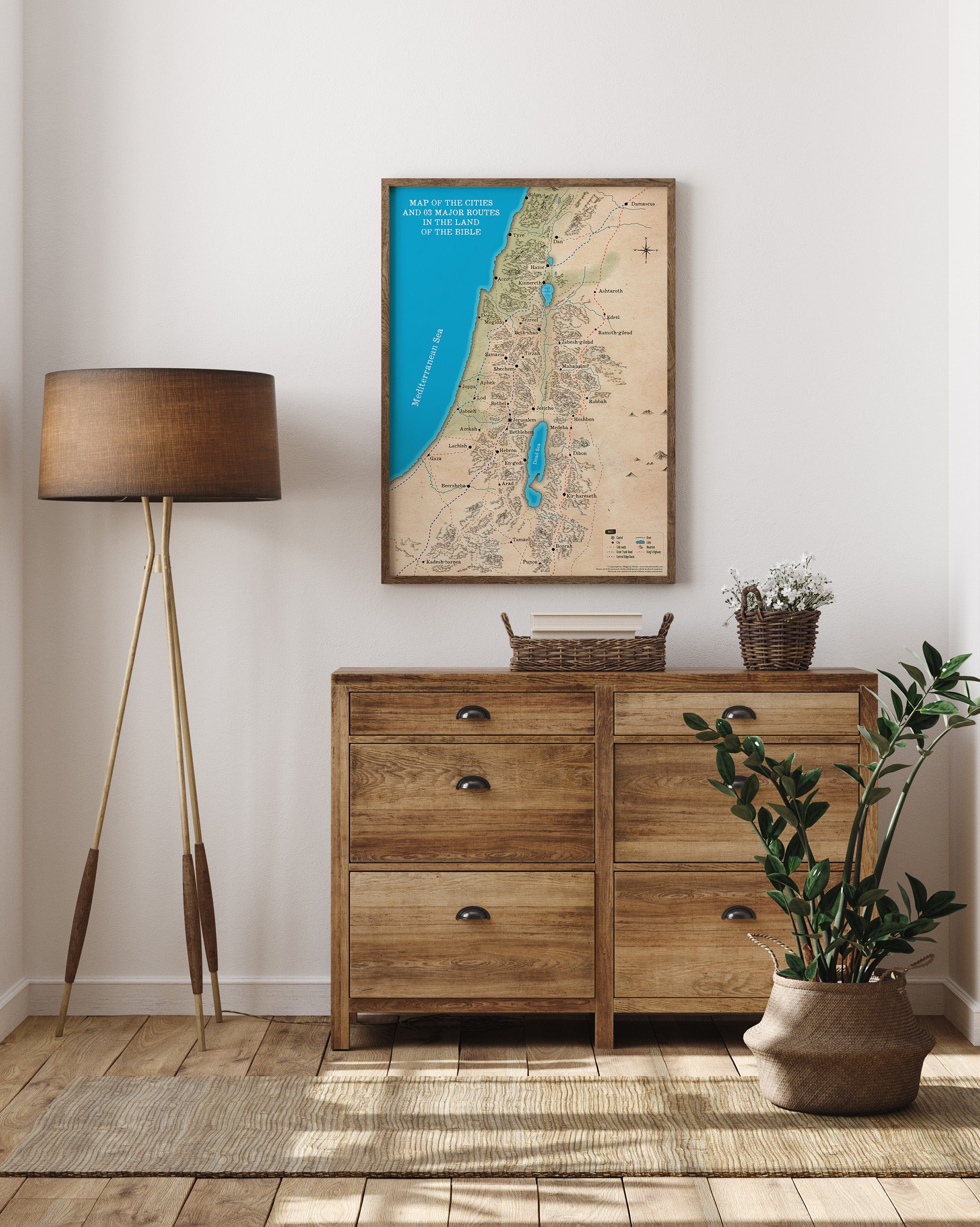 Map of Cities & 3 Major Routes in the Land of the Bible